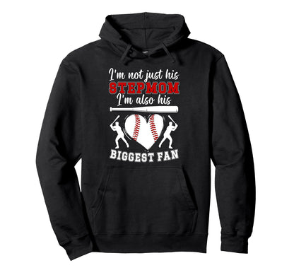 Biggest Fan Baseball Stepmom Baseball Hoodie - Aesthetic Graphic Unisex - T-Shirt, Sweatshirt, Hoodie