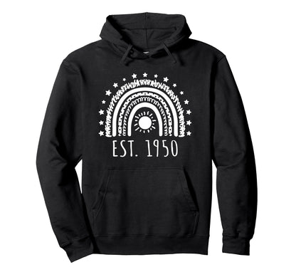 Est 1950 Rainbow Established 1950 Hoodie - Aesthetic Graphic Unisex - T-Shirt, Sweatshirt, Hoodie