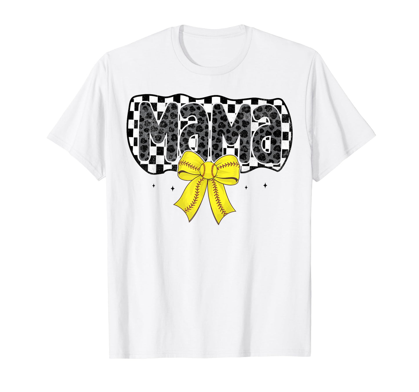 Softball Checkered Mama Coquette Bow T-Shirt - Graphic Print Men Women - T-Shirt, Sweatshirt, Hoodie