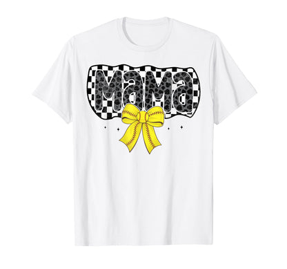 Softball Checkered Mama Coquette Bow T-Shirt - Graphic Print Men Women - T-Shirt, Sweatshirt, Hoodie