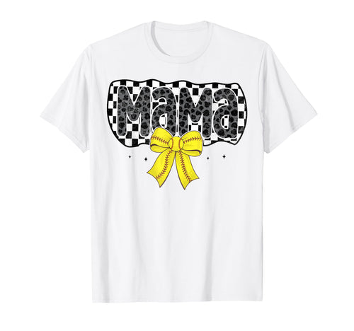 Softball Checkered Mama Coquette Bow T-Shirt - Graphic Print Men Women - T-Shirt, Sweatshirt, Hoodie