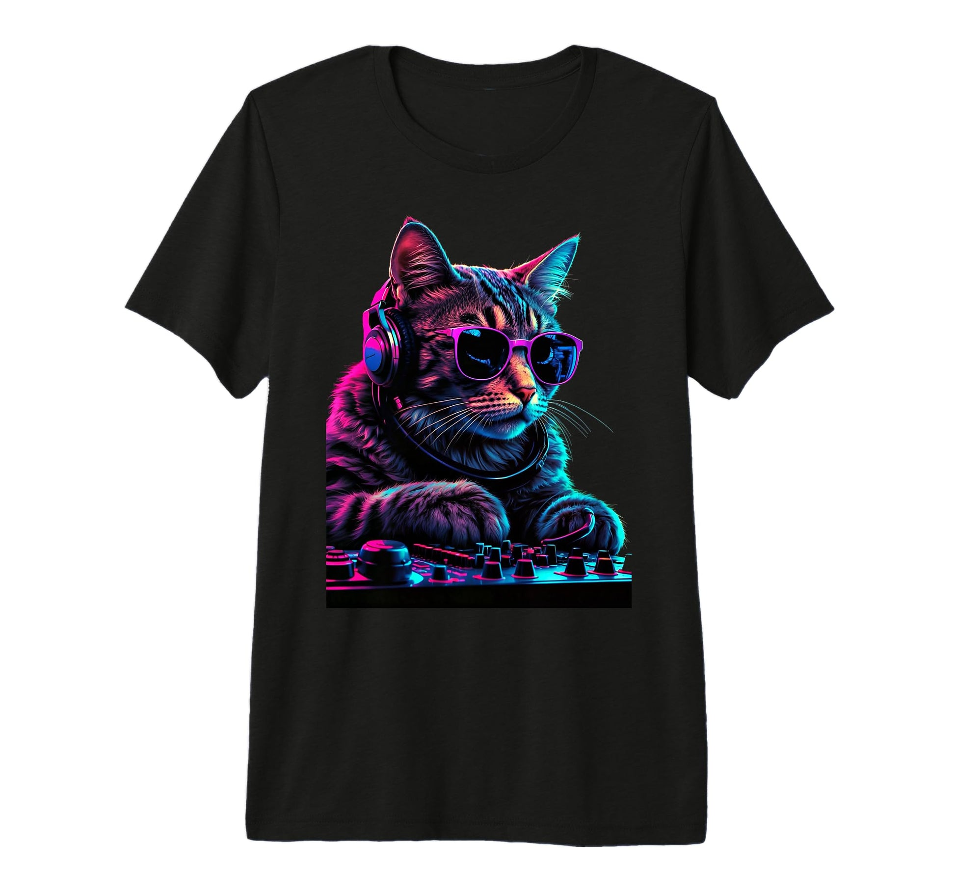 Vaporwave Aesthetic Cat Dj Techno T-Shirt - Streetwear Style Unisex - T-Shirt, Sweatshirt, Hoodie