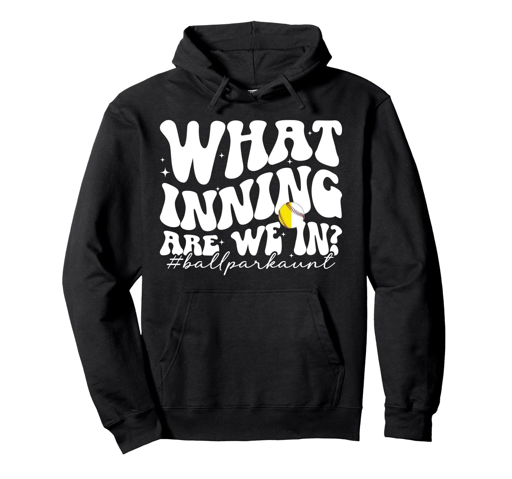 Ballpark Aunt Groovy Softball Baseball Hoodie - Trendy Graphic Men Women - T-Shirt, Sweatshirt, Hoodie