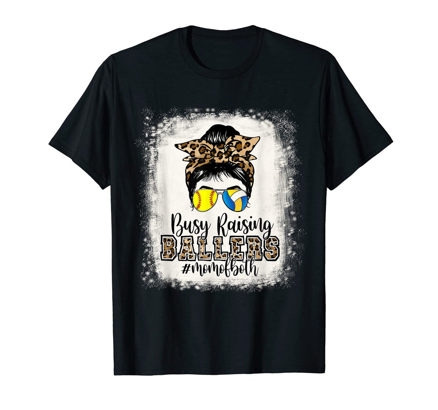 Busy Raising Ballers Mom Both Softball T-Shirt - Custom Art Print Unisex - T-Shirt, Sweatshirt, Hoodie