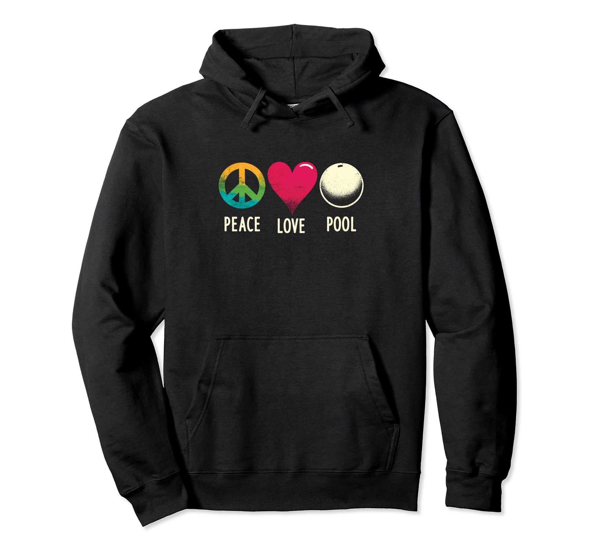 Peace Love And Pool Peace Symbol Pool Hoodie - Custom Art Print Men Women - T-Shirt, Sweatshirt, Hoodie