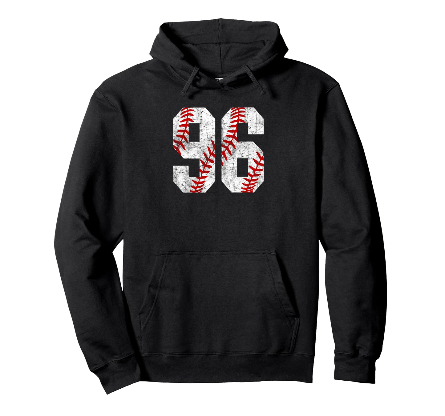 Distressed Baseball Number 96 Jersey Hoodie - Novelty Apparel for Adults - T-Shirt, Sweatshirt, Hoodie