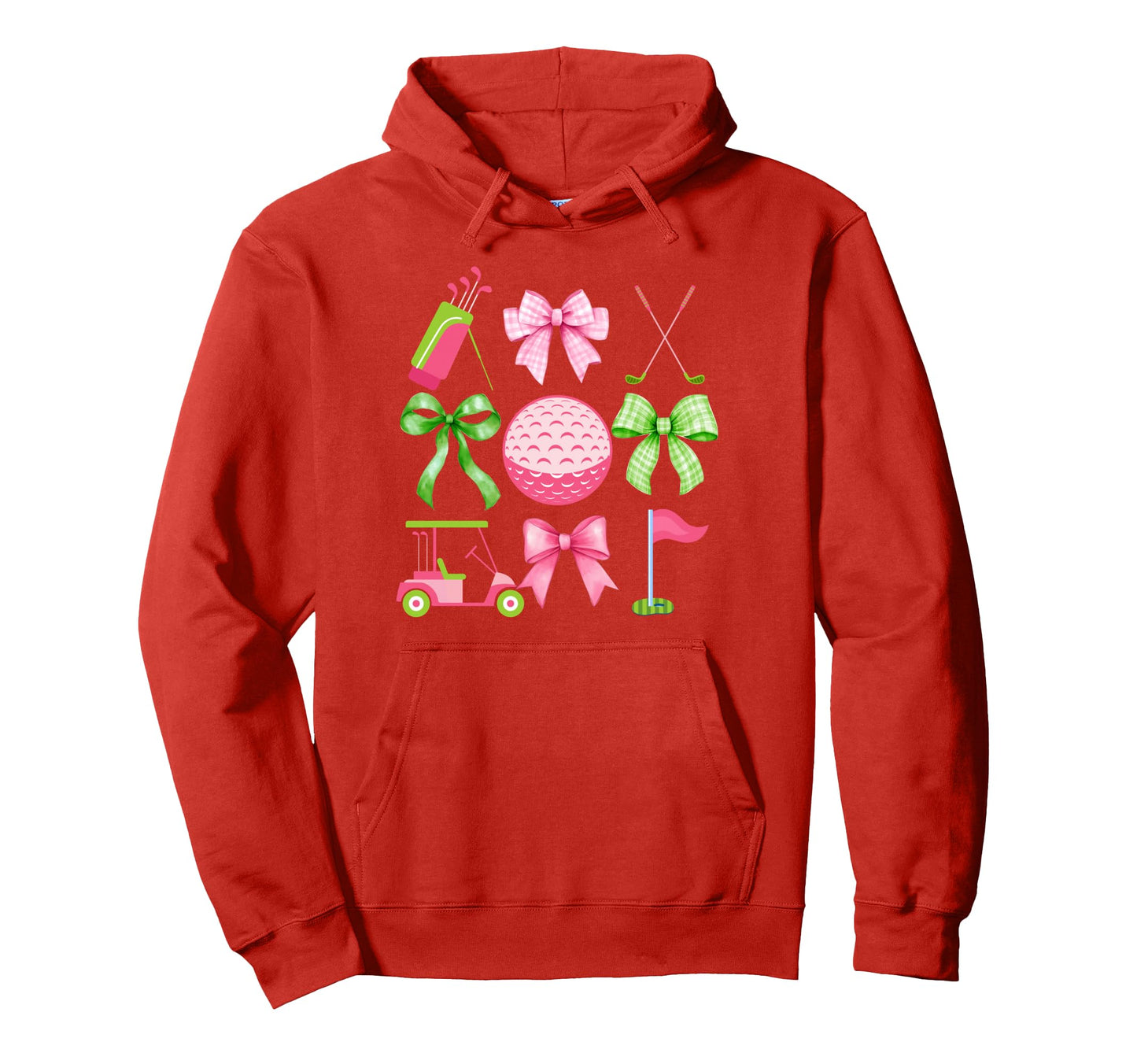 Coquette Bow Golf Cart Game Day Golfing Hoodie - Trendy Graphic for Adults - T-Shirt, Sweatshirt, Hoodie