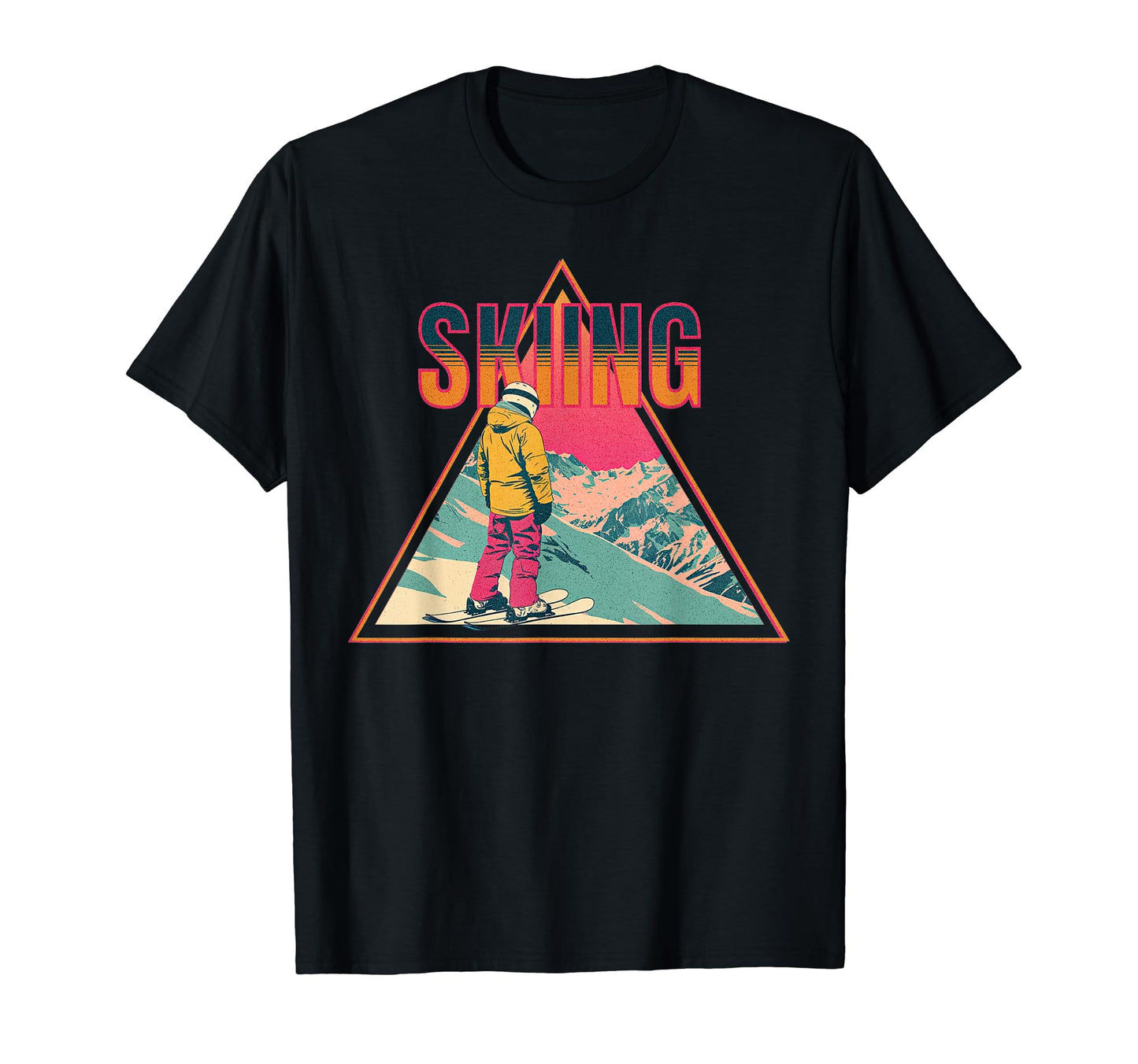 Skiing Mountain Winter Ski Vaporwave T-Shirt - Fun Novelty Design Men Women - T-Shirt, Sweatshirt, Hoodie