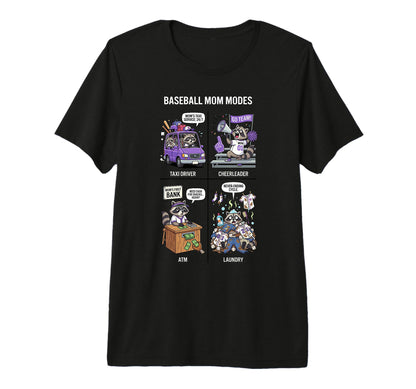 Baseball Mom Modes Funny Raccoon T-Shirt - Streetwear Style for Adults - T-Shirt, Sweatshirt, Hoodie