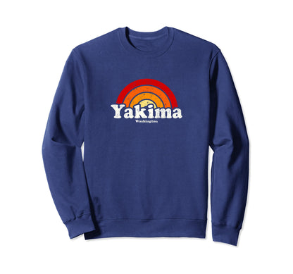 Yakima Washington Wa 70S Rainbow Sweatshirt - Casual Everyday Wear Unisex - T-Shirt, Sweatshirt, Hoodie