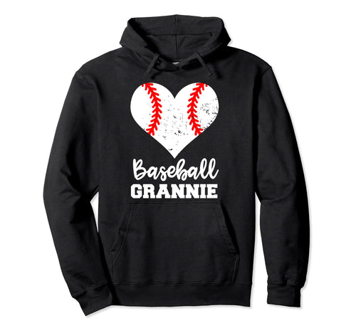Baseball Grannie Funny Baseball Heart Hoodie - Unique Graphic Unisex - T-Shirt, Sweatshirt, Hoodie