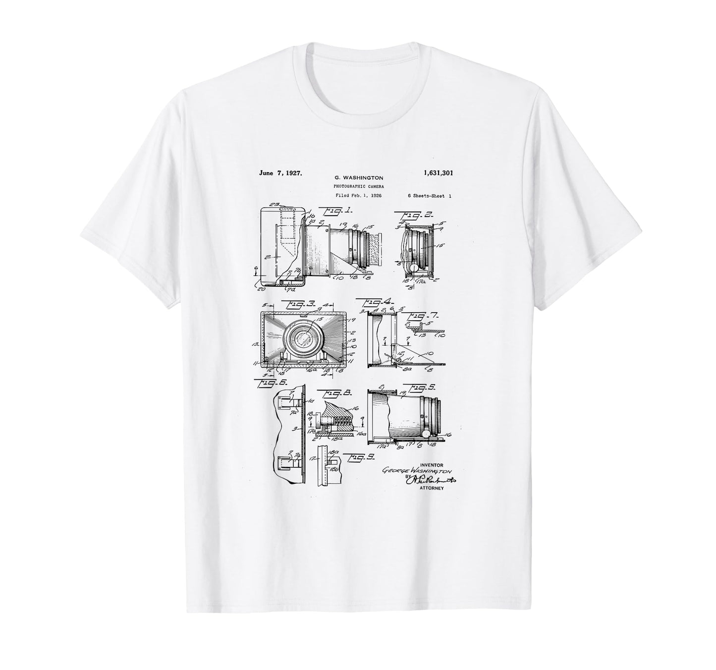 Camera Photographic Patent 1927 Drawing T-Shirt - Custom Art Print Unisex - T-Shirt, Sweatshirt, Hoodie