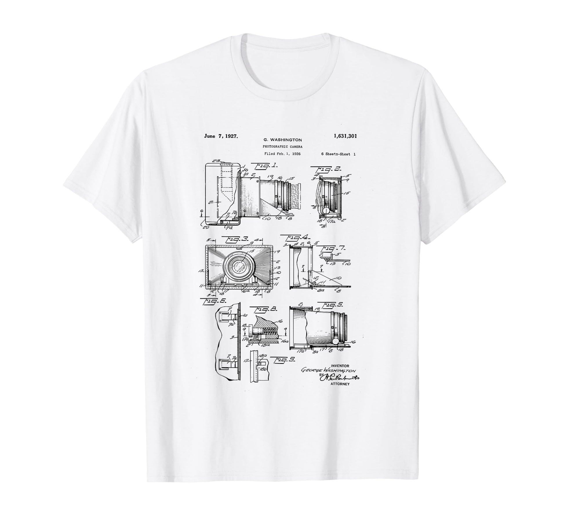 Camera Photographic Patent 1927 Drawing T-Shirt - Custom Art Print Unisex - T-Shirt, Sweatshirt, Hoodie