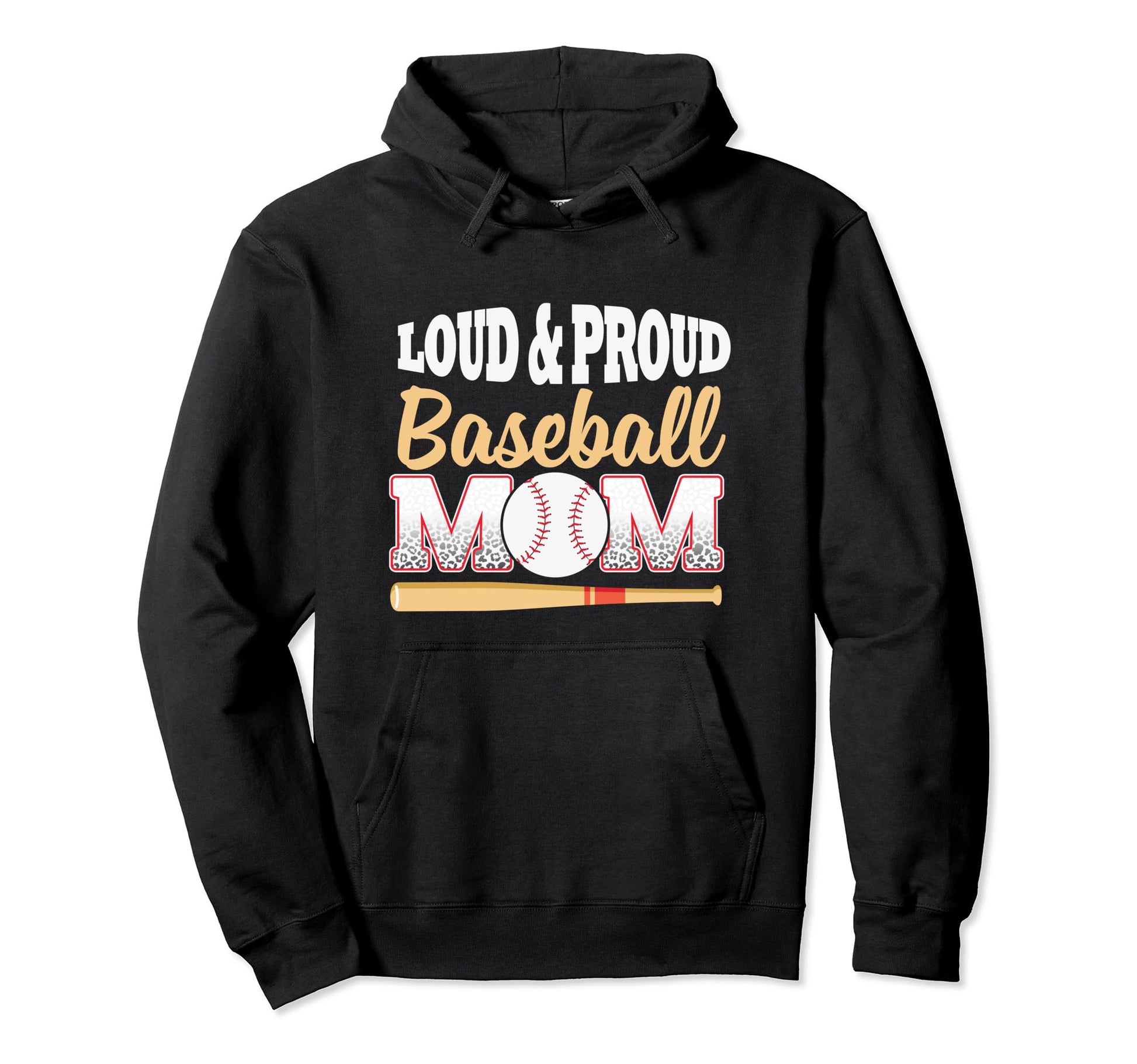 Baseball Mom Leopard Loud And Proud Ball Hoodie - Aesthetic Graphic Unisex - T-Shirt, Sweatshirt, Hoodie