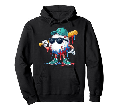 Baseball Drip Ice Cream Drip Baseball Sport Hoodie - Graphic Print Unisex - T-Shirt, Sweatshirt, Hoodie