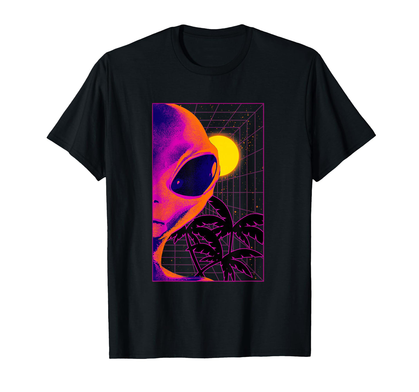 Vaporwave Aesthetic Alien Half Face T-Shirt - Trendy Graphic Men Women - T-Shirt, Sweatshirt, Hoodie