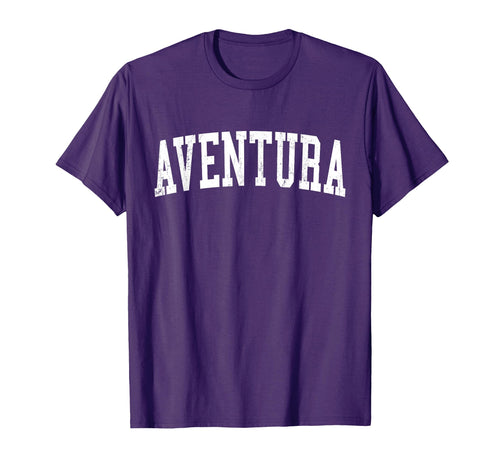 Aventura Fl Distressed White Varsity T-Shirt - Streetwear Style for Adults - T-Shirt, Sweatshirt, Hoodie