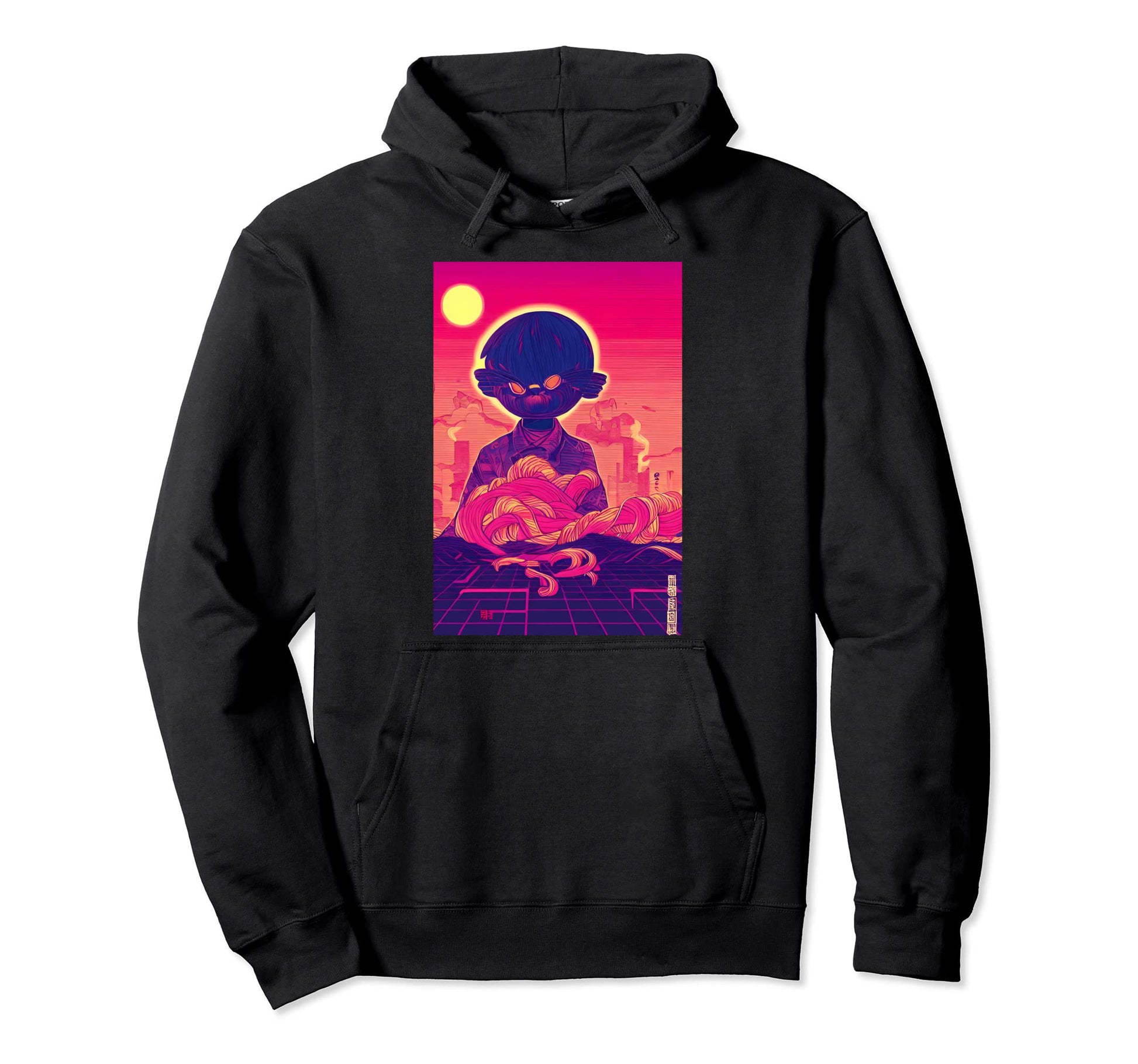 Scary Kawaii Cat Japanese City Hoodie - Casual Everyday Wear Men Women - T-Shirt, Sweatshirt, Hoodie