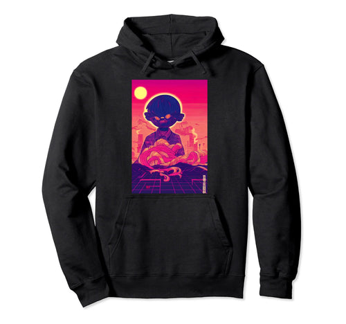 Scary Kawaii Cat Japanese City Hoodie - Casual Everyday Wear Men Women - T-Shirt, Sweatshirt, Hoodie