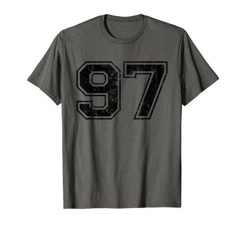 Number 97 Varsity Distressed Sport T-Shirt - Trendy Graphic for Adults - T-Shirt, Sweatshirt, Hoodie