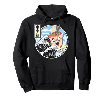 Instant Ramen Noodles Surfing Japanese Hoodie - Custom Art Print Unisex - T-Shirt, Sweatshirt, Hoodie
