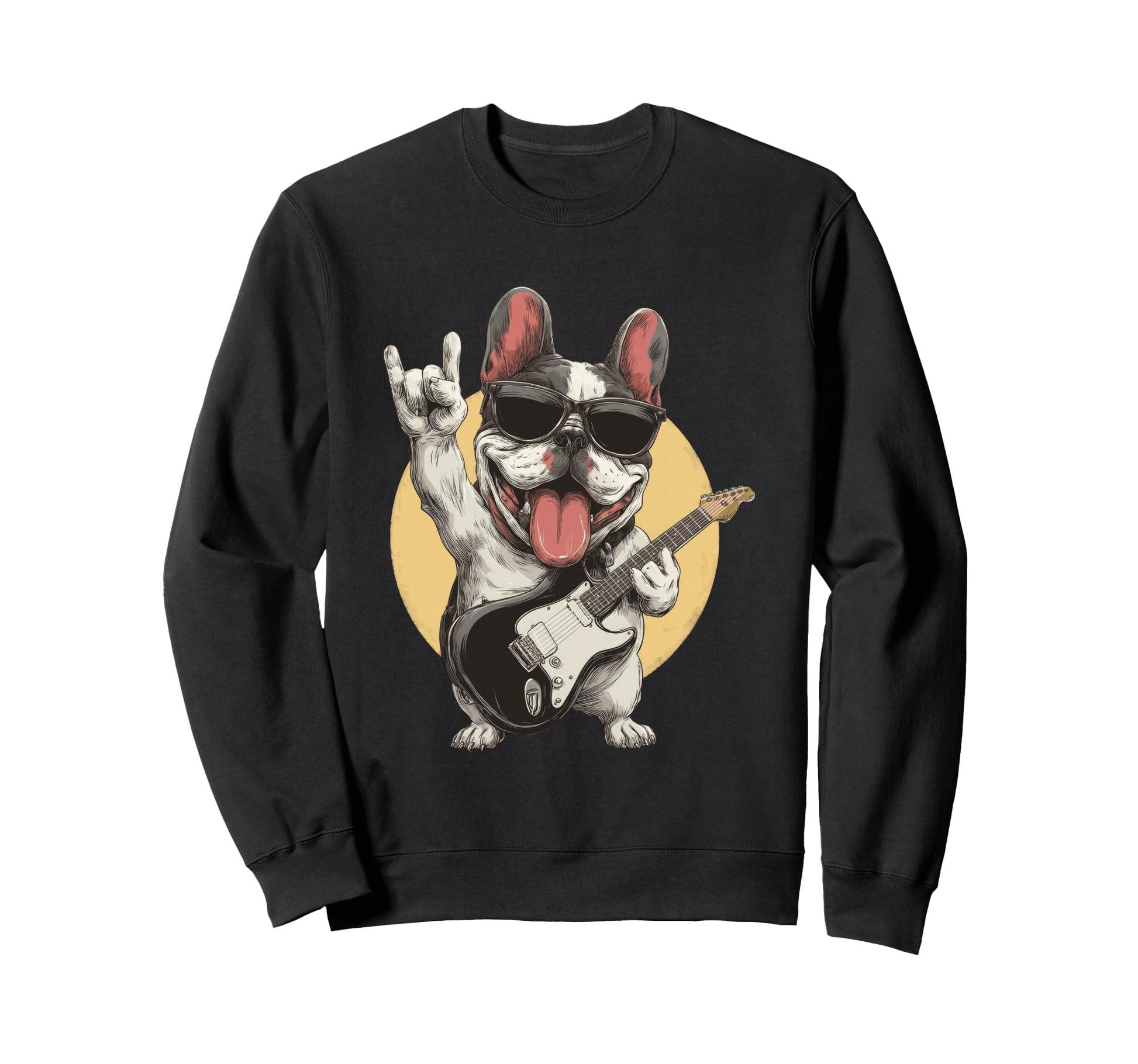 Funny French Bulldog Rock Music Sweatshirt - Trendy Graphic for Adults - T-Shirt, Sweatshirt, Hoodie