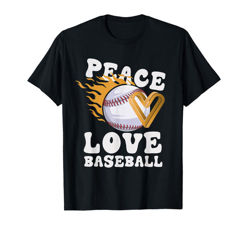 Peace Love Baseball T-Shirt - Novelty Apparel for Adults - T-Shirt, Sweatshirt, Hoodie
