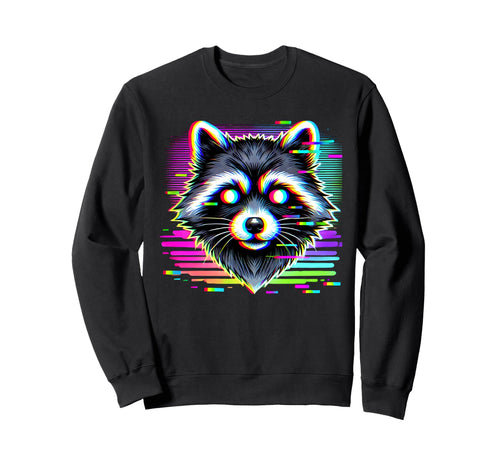 Raccoon Psychedelic Trippy Sweatshirt - Aesthetic Graphic Men Women - T-Shirt, Sweatshirt, Hoodie