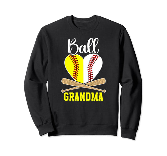 Ball Grandma Heart Softball Sweatshirt - Unique Graphic for Adults - T-Shirt, Sweatshirt, Hoodie