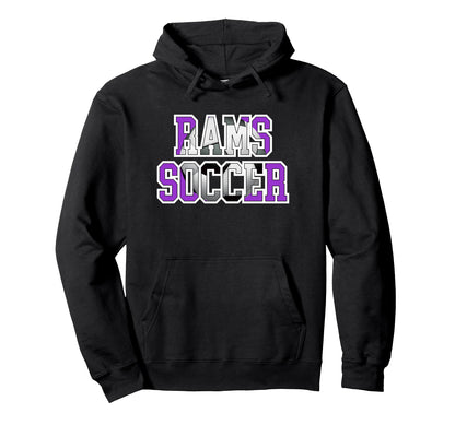 Rams Soccer Mom Game Day Mascot Purple Hoodie - Novelty Apparel for Adults - T-Shirt, Sweatshirt, Hoodie