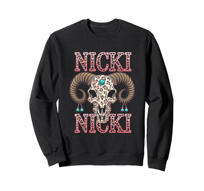 Custom Nicki Name Wife Bull Sweatshirt - Aesthetic Graphic Men Women - T-Shirt, Sweatshirt, Hoodie