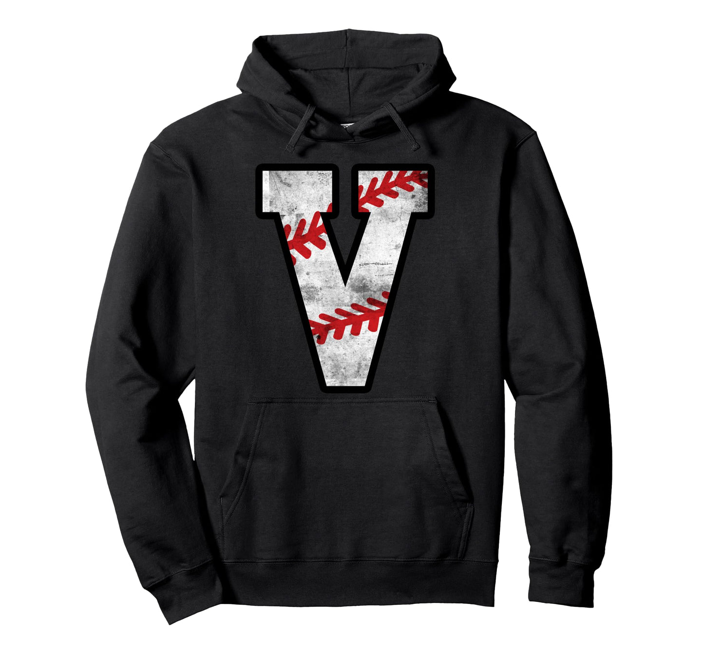 Distressed Baseball Letter V Hoodie - Custom Art Print Unisex - T-Shirt, Sweatshirt, Hoodie