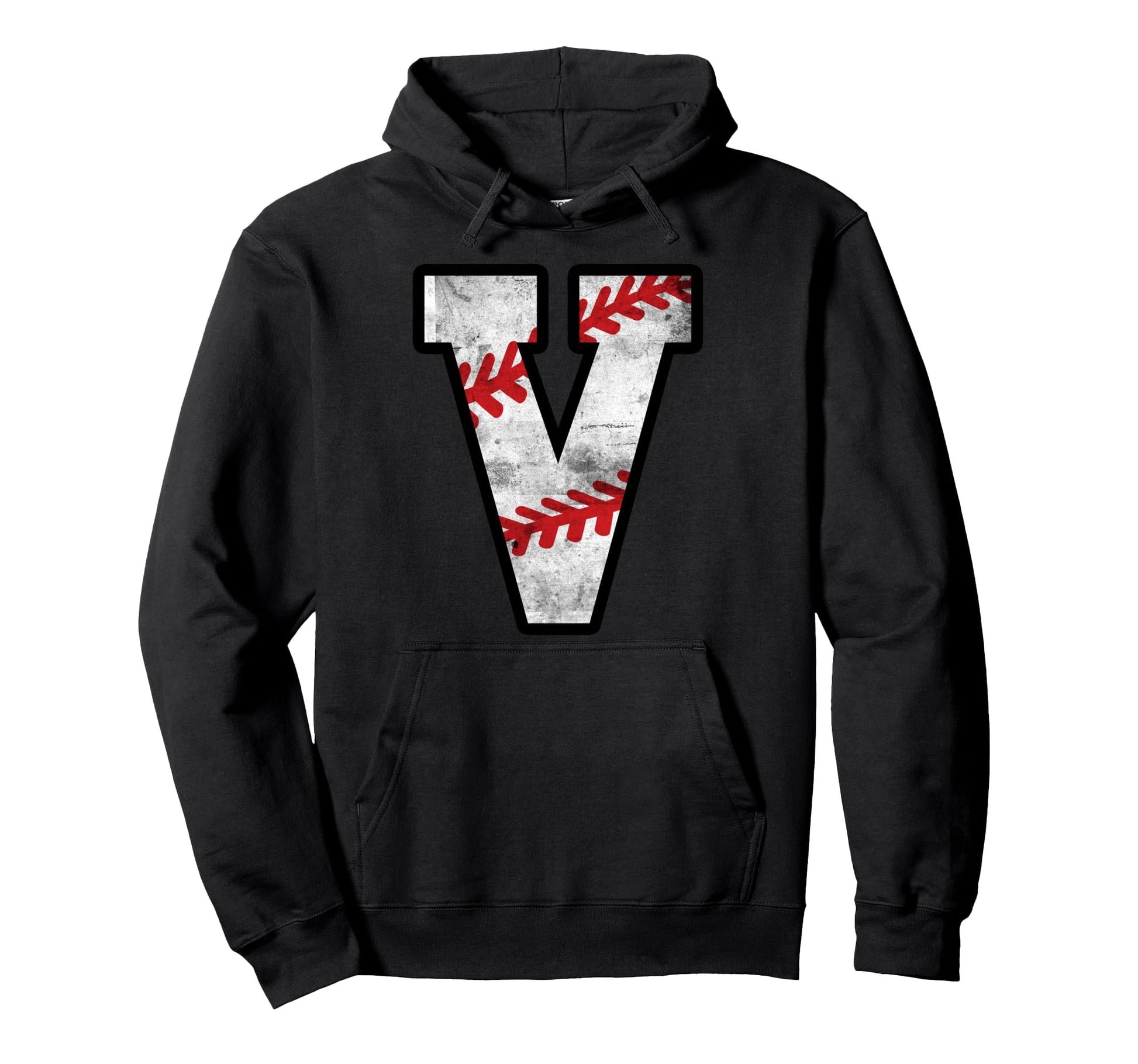 Distressed Baseball Letter V Hoodie - Custom Art Print Unisex - T-Shirt, Sweatshirt, Hoodie