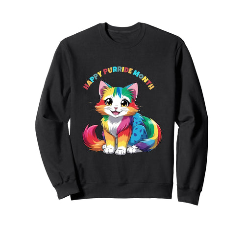 Rainbow Cat Lovers Purride Month Sweatshirt - Custom Art Print for Adults - T-Shirt, Sweatshirt, Hoodie