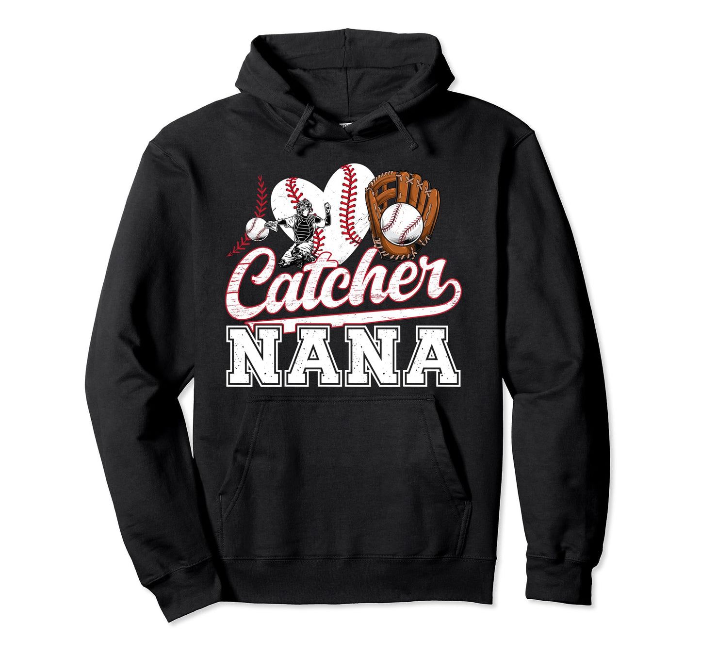 Baseball Catcher Nana Grandma Nana Hoodie - Minimalist Print for Adults - T-Shirt, Sweatshirt, Hoodie