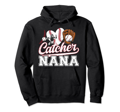 Baseball Catcher Nana Grandma Nana Hoodie - Minimalist Print for Adults - T-Shirt, Sweatshirt, Hoodie