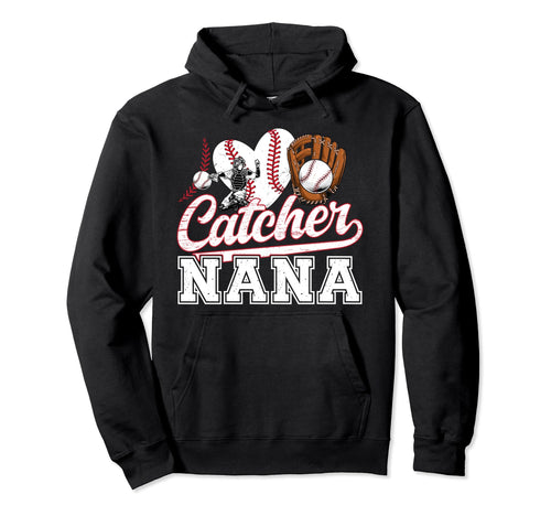 Baseball Catcher Nana Grandma Nana Hoodie - Minimalist Print for Adults - T-Shirt, Sweatshirt, Hoodie