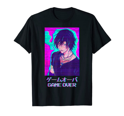 Emo Anime Game Over Japanese Vaporwave T-Shirt - Graphic Print Men Women - T-Shirt, Sweatshirt, Hoodie