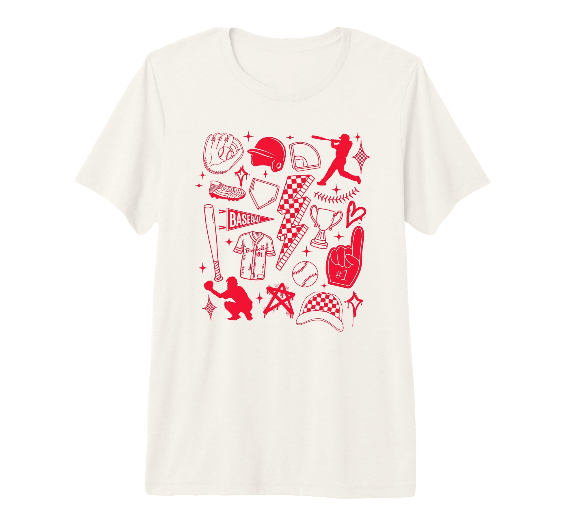 Baseball Player Game Day Red Line T-Shirt - Fun Novelty Design Men Women - T-Shirt, Sweatshirt, Hoodie