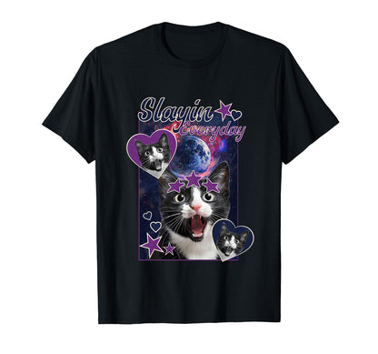 Slaying Everyday Shorthair Cat Y2K T-Shirt - Streetwear Style for Adults - T-Shirt, Sweatshirt, Hoodie