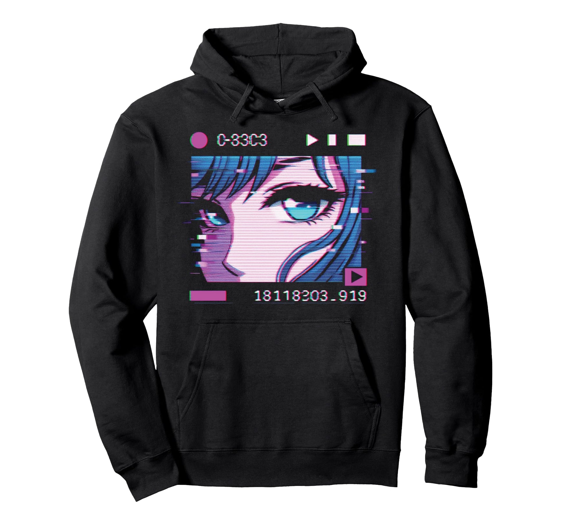 Anime Vaporwave Aesthetic Glitch Hoodie - Trendy Graphic for Adults - T-Shirt, Sweatshirt, Hoodie