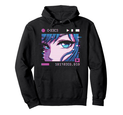 Anime Vaporwave Aesthetic Glitch Hoodie - Trendy Graphic for Adults - T-Shirt, Sweatshirt, Hoodie