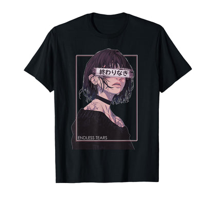 Endless Tears Sad Glitch Eyes Kanji T-Shirt - Unique Graphic Men Women - T-Shirt, Sweatshirt, Hoodie