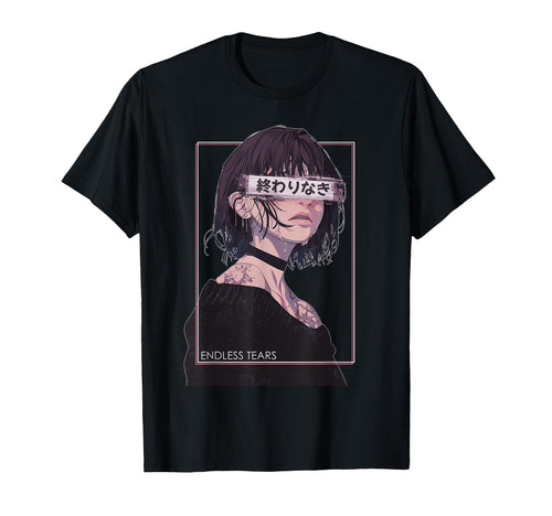 Endless Tears Sad Glitch Eyes Kanji T-Shirt - Unique Graphic Men Women - T-Shirt, Sweatshirt, Hoodie