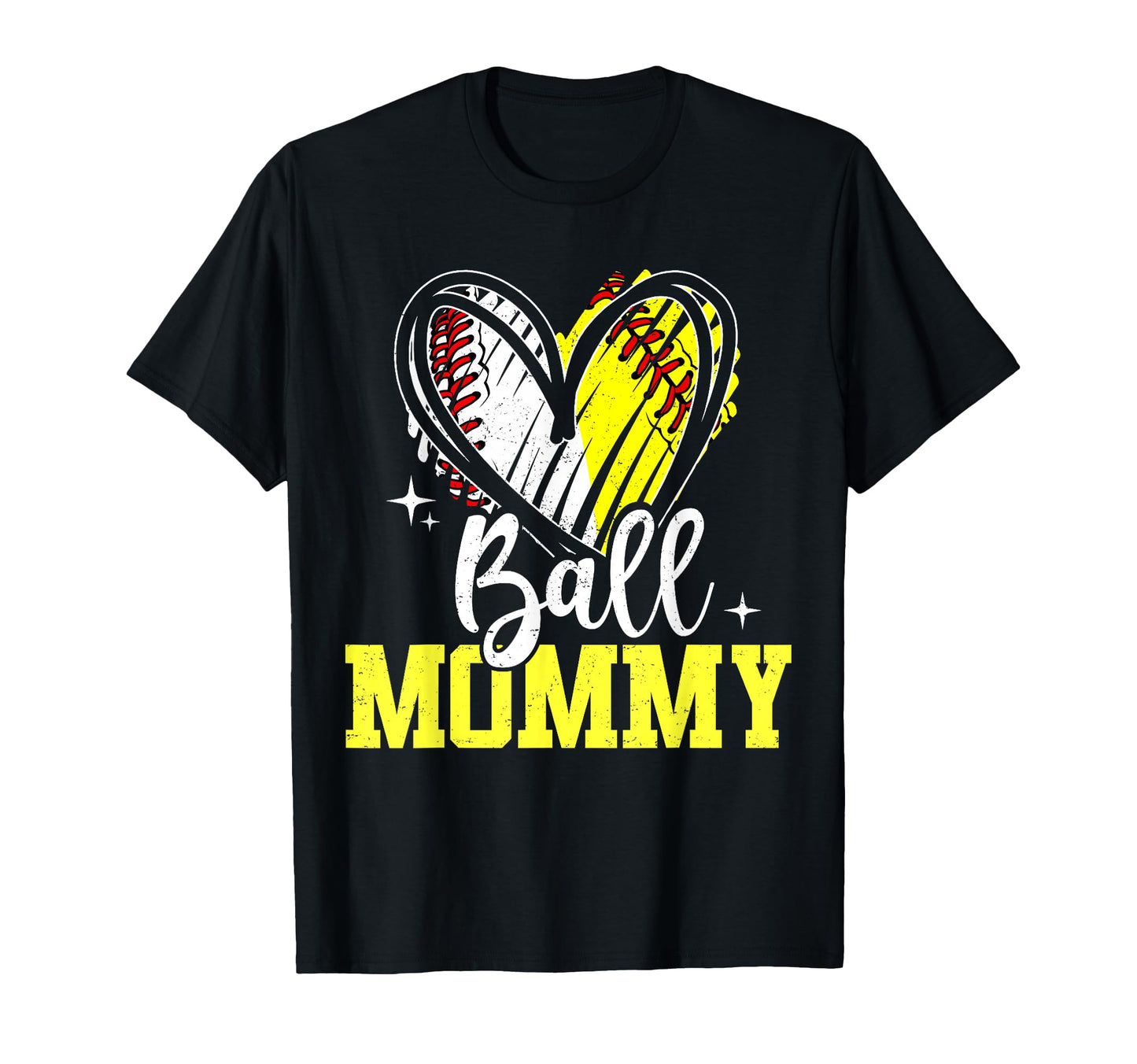 Ball Mom Heart Baseball Softball Hoodie - Casual Everyday Wear Unisex - T-Shirt, Sweatshirt, Hoodie