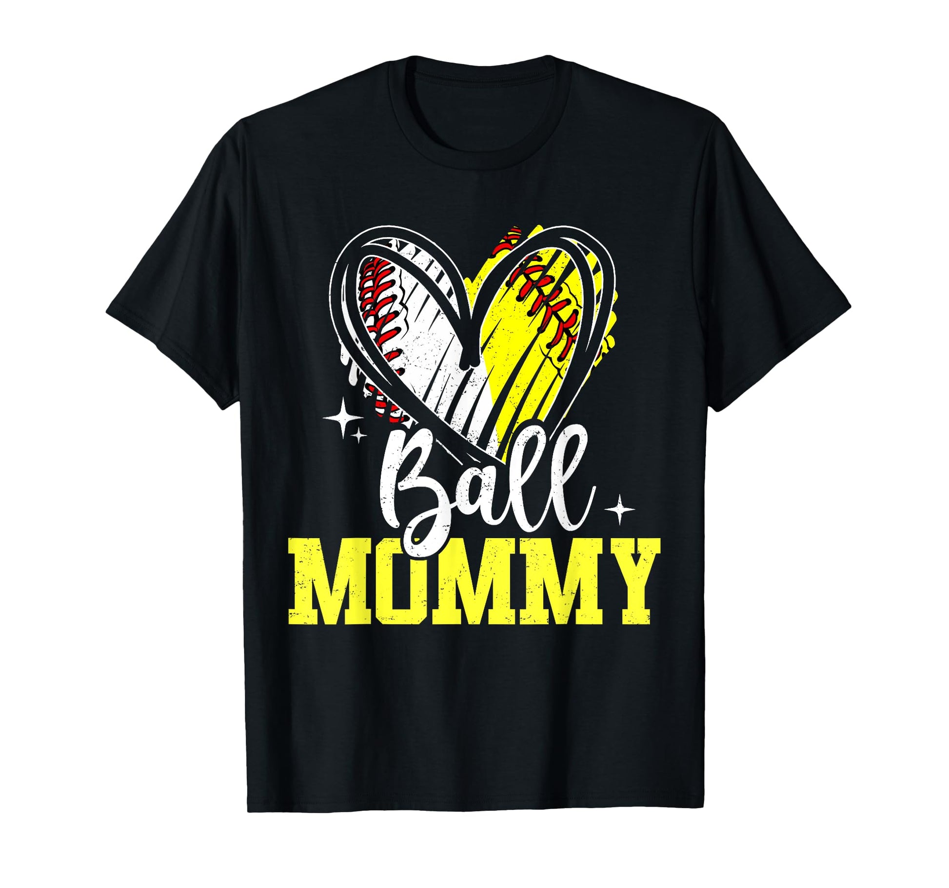 Ball Mom Heart Baseball Softball Hoodie - Casual Everyday Wear Unisex - T-Shirt, Sweatshirt, Hoodie