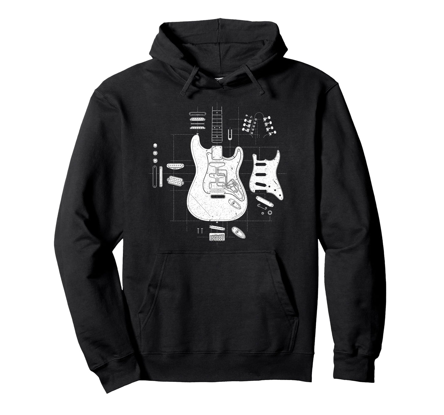Rock Guitar Sketch Rock Music Lover Hoodie - Minimalist Print Unisex - T-Shirt, Sweatshirt, Hoodie