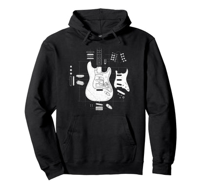 Rock Guitar Sketch Rock Music Lover Hoodie - Minimalist Print Unisex - T-Shirt, Sweatshirt, Hoodie