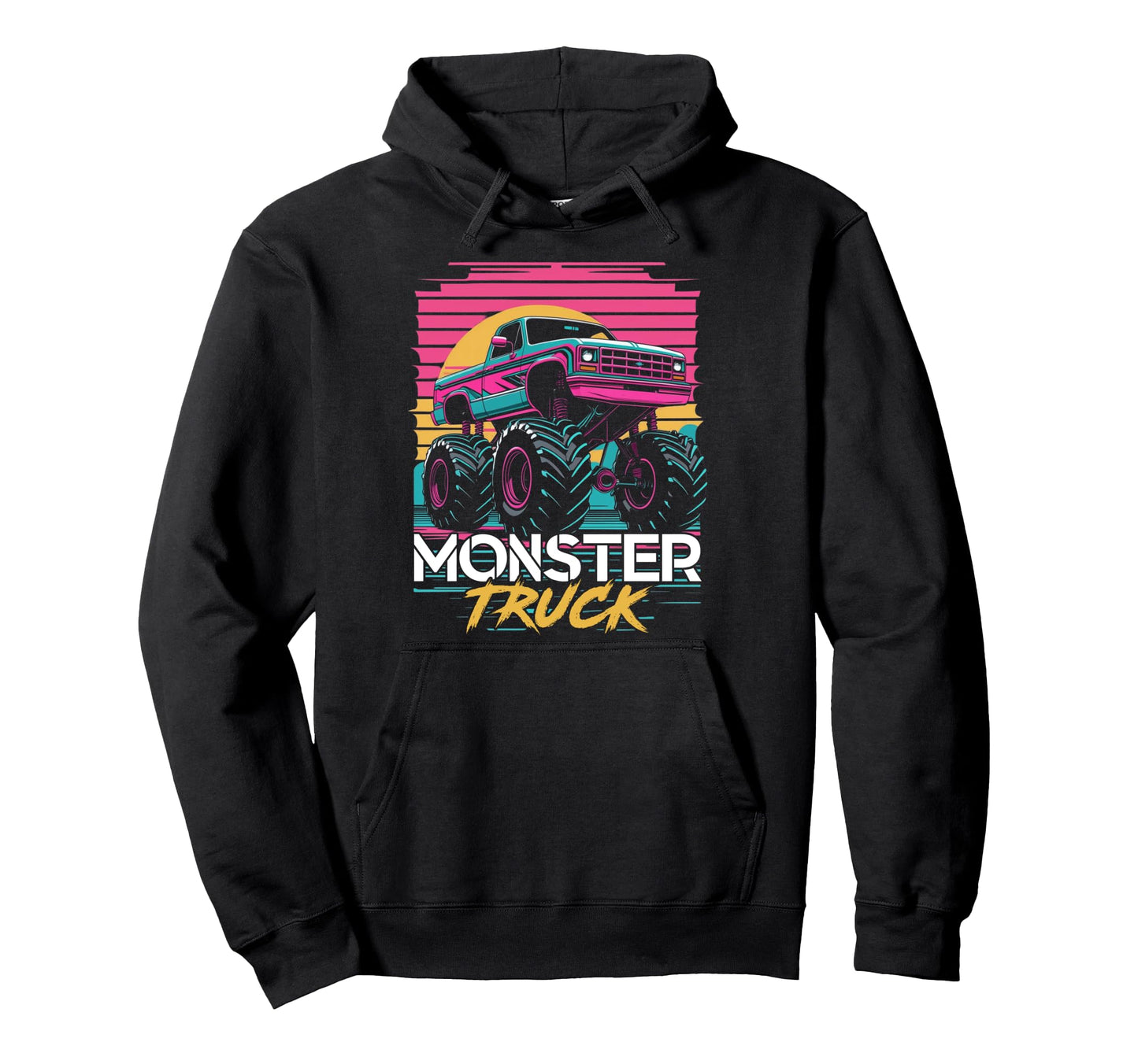 Vaporwave Aesthetic Monster Truck Hoodie - Novelty Apparel for Adults - T-Shirt, Sweatshirt, Hoodie