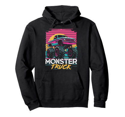 Vaporwave Aesthetic Monster Truck Hoodie - Novelty Apparel for Adults - T-Shirt, Sweatshirt, Hoodie